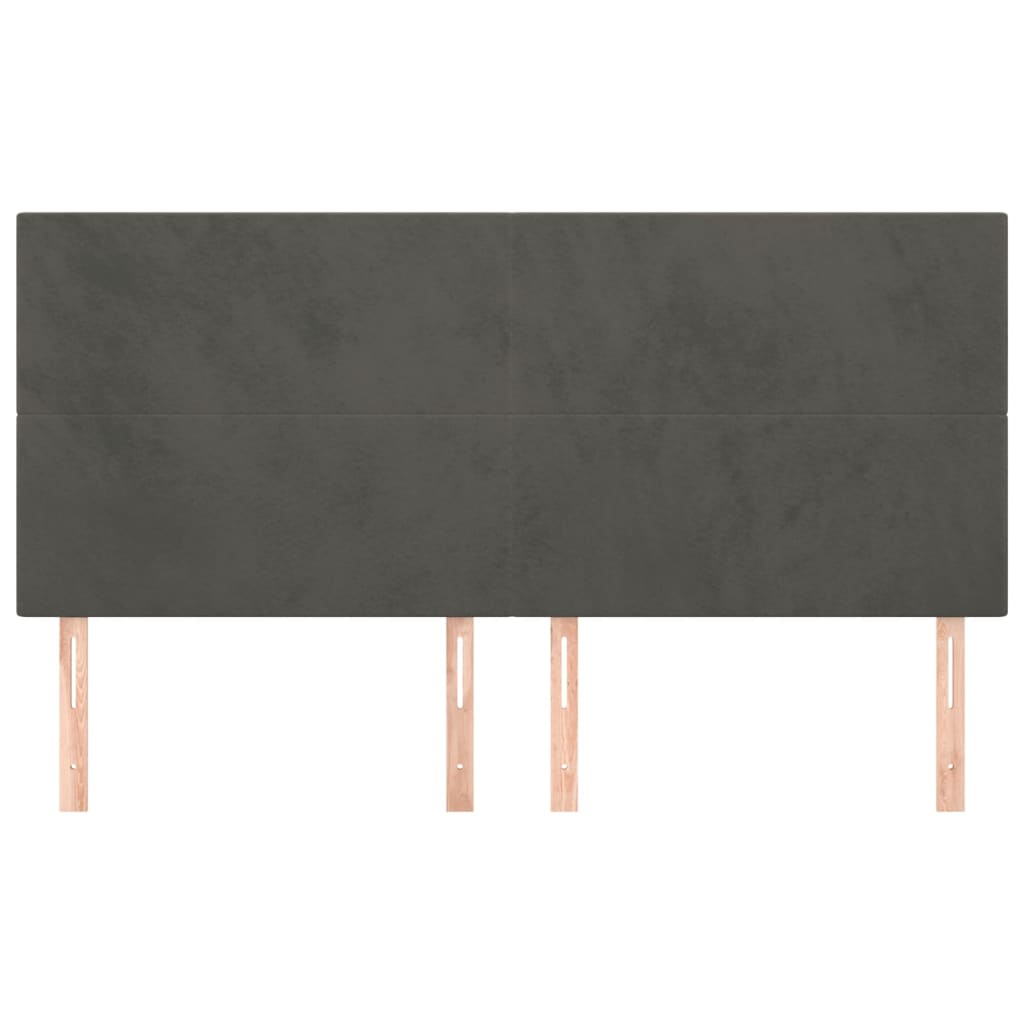 vidaXL Cabeceros 4 unidades de terciopelo gris oscuro 80x5x78/88 cm