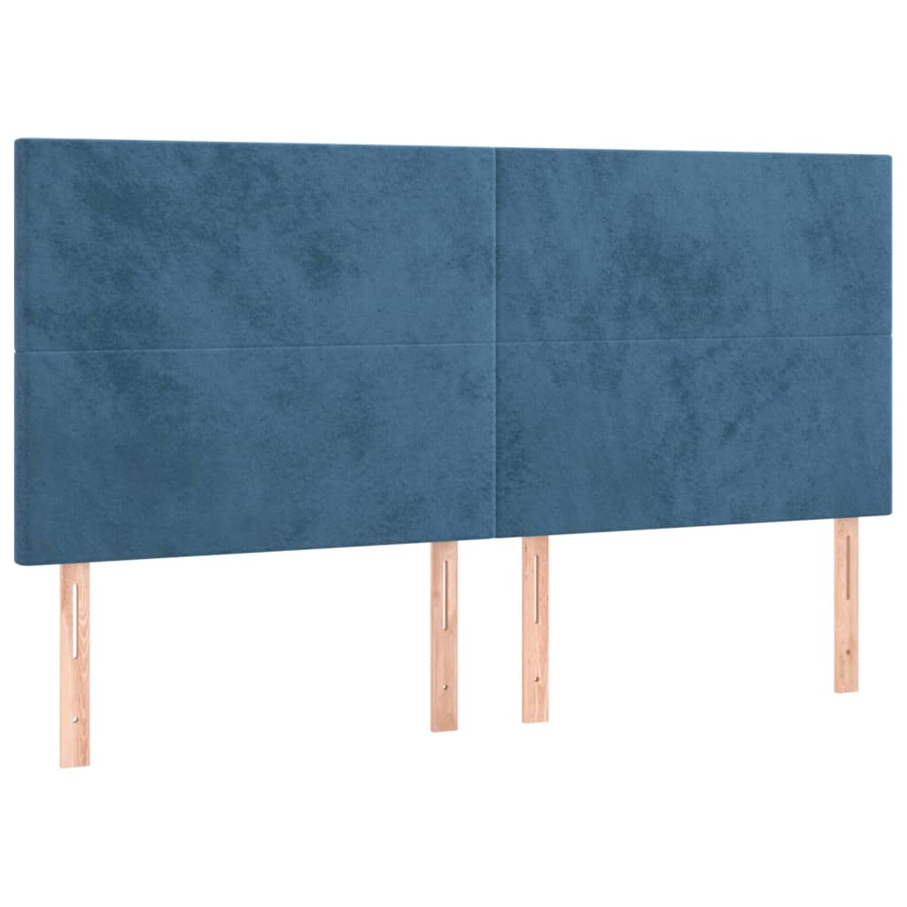 vidaXL Cabeceros 4 unidades de terciopelo azul oscuro 90x5x78/88 cm