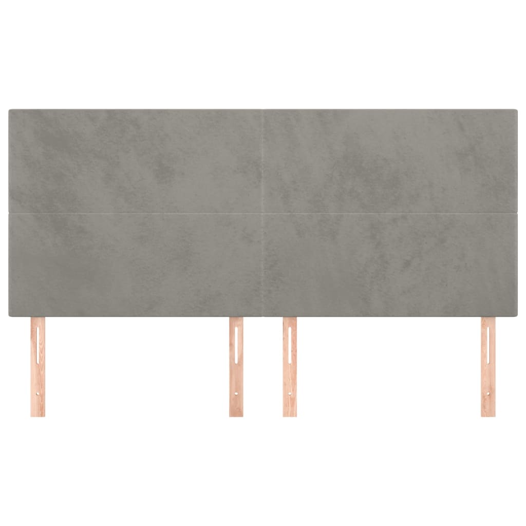 vidaXL Cabeceros 4 unidades de terciopelo gris claro 100x5x78/88 cm