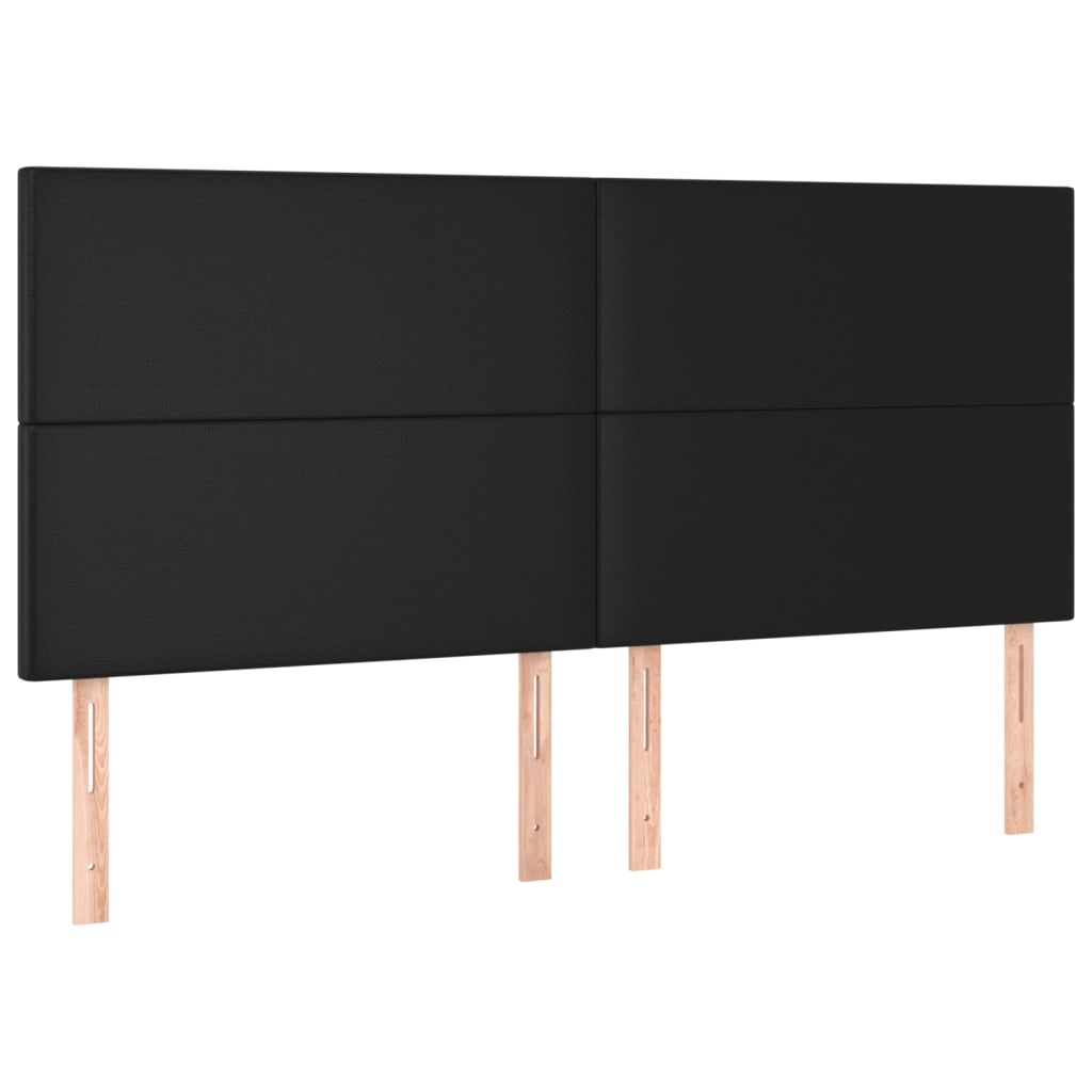 vidaXL Cabeceros 4 unidades de cuero sintético negro 90x5x78/88 cm