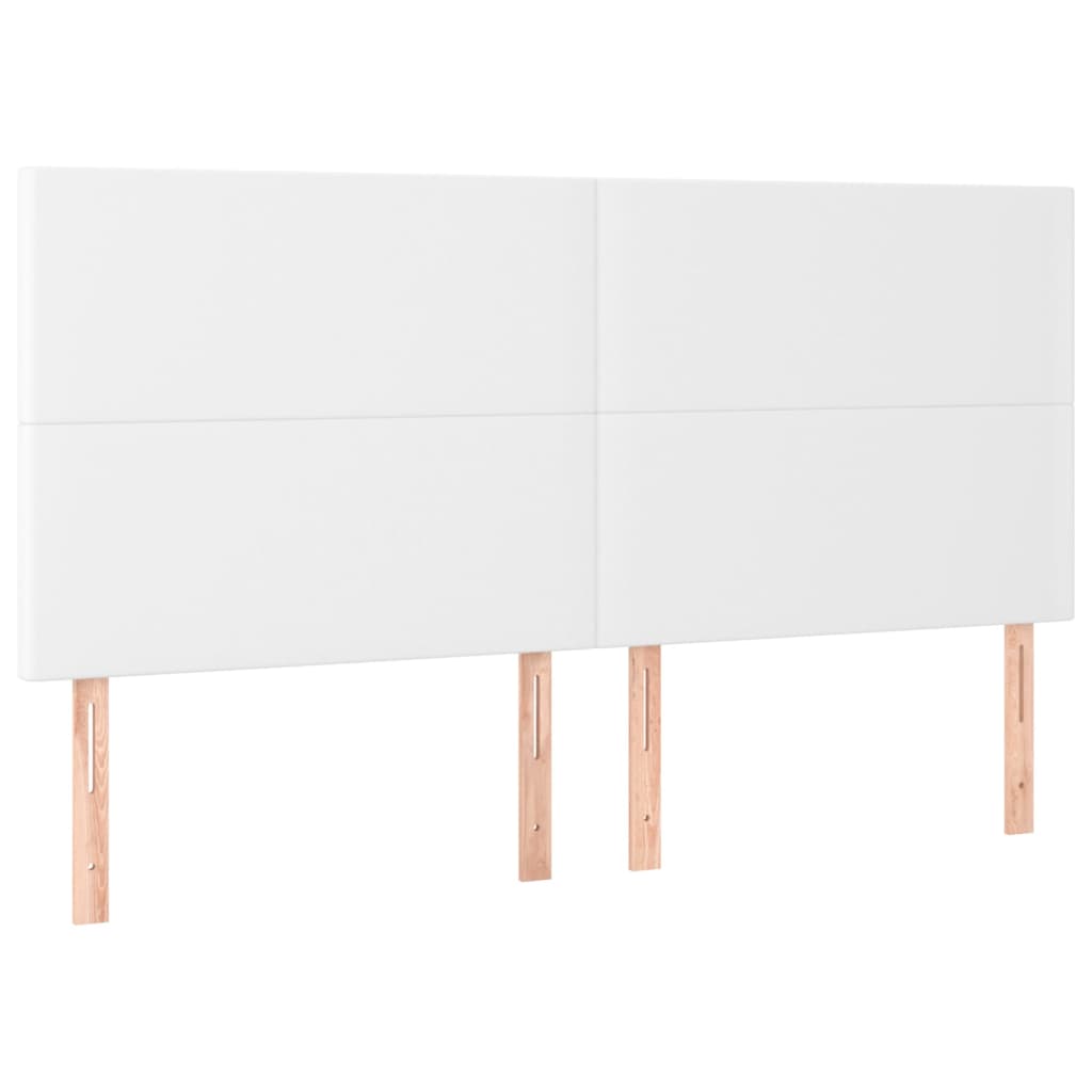 vidaXL Cabeceros 4 unidades de cuero sintético blanco 100x5x78/88 cm