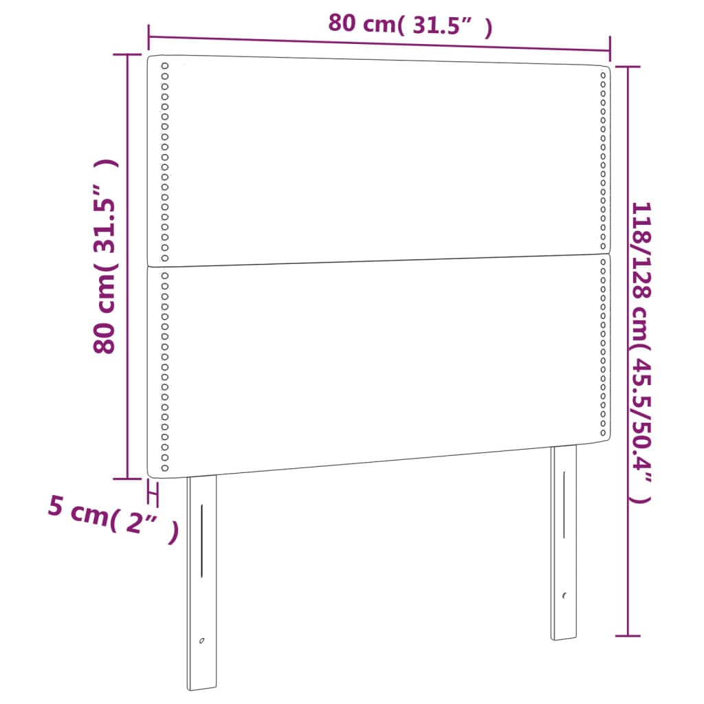 vidaXL Cabeceros 2 unidades de tela gris claro 80x5x78/88 cm