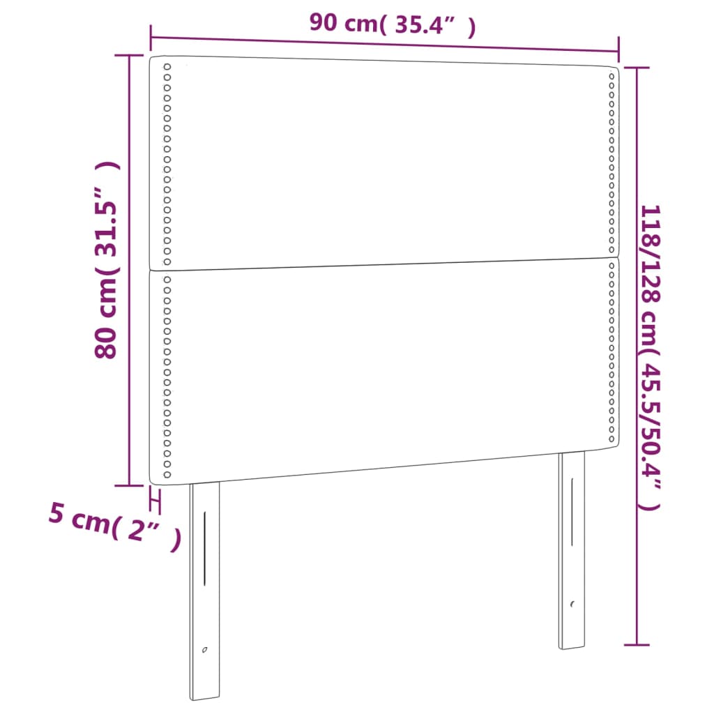 vidaXL Cabeceros 2 unidades de tela gris oscuro 90x5x78/88 cm