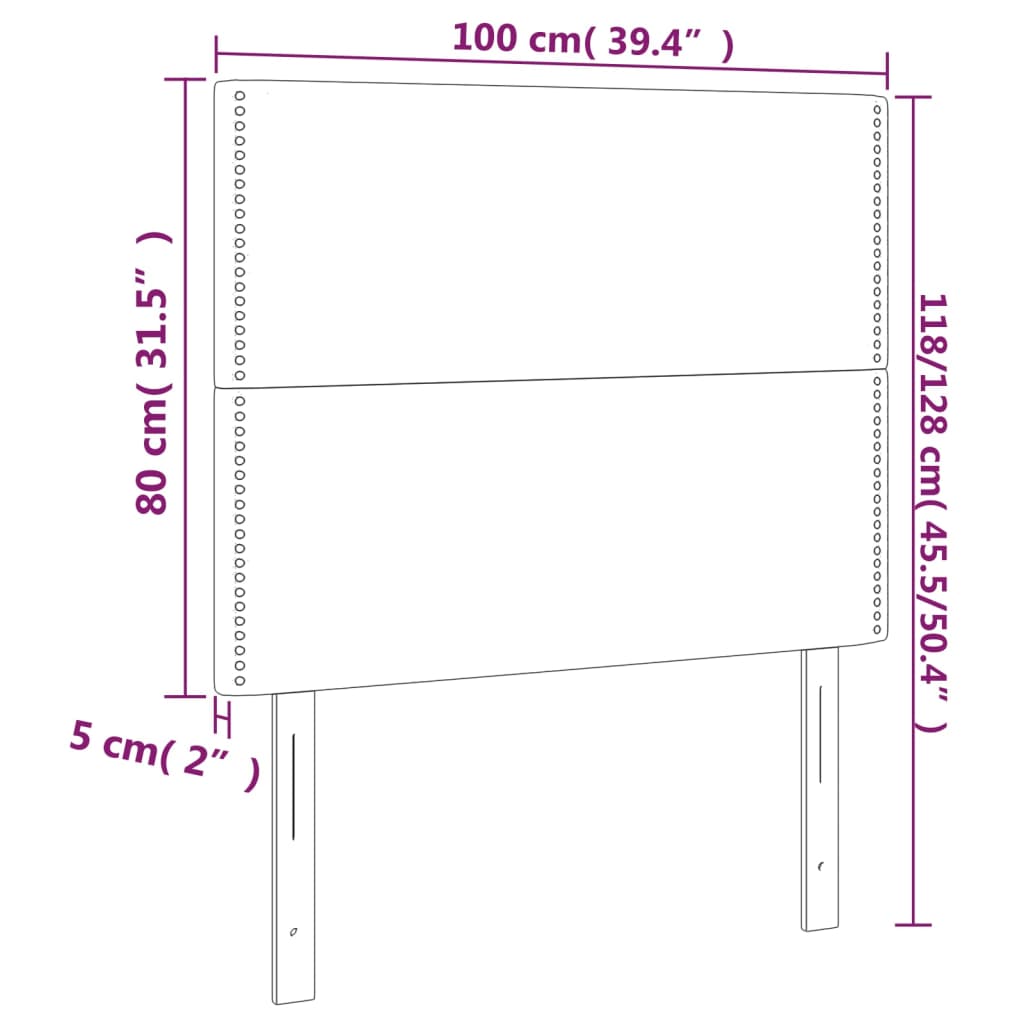 vidaXL Cabeceros 2 unidades de tela gris claro 100x5x78/88 cm