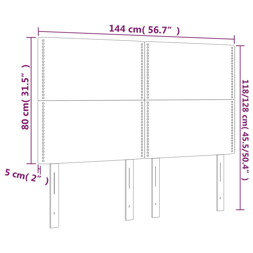 vidaXL Cabeceros 4 unidades tela gris oscuro 72x5x78/88 cm