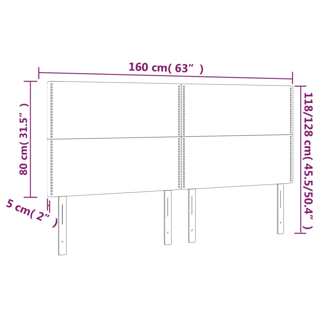 vidaXL Cabeceros 4 unidades de tela gris claro 80x5x78/88 cm