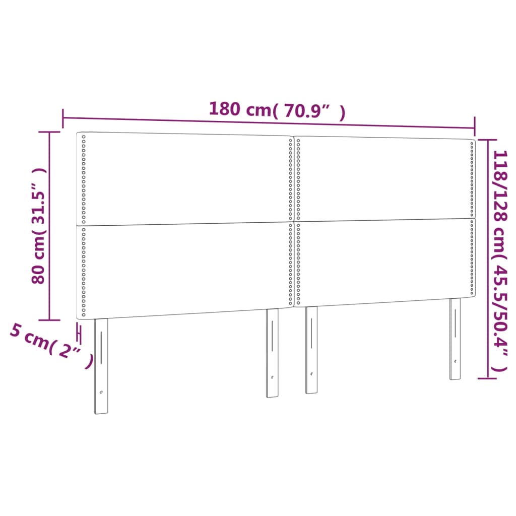 vidaXL Cabeceros 4 unidades de tela gris claro 90x5x78/88 cm