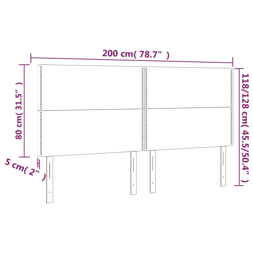 vidaXL Cabeceros 4 unidades de tela azul 100x5x78/88 cm