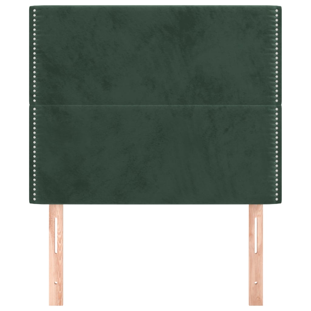 vidaXL Cabeceros 2 unidades de terciopelo verde oscuro 90x5x78/88 cm