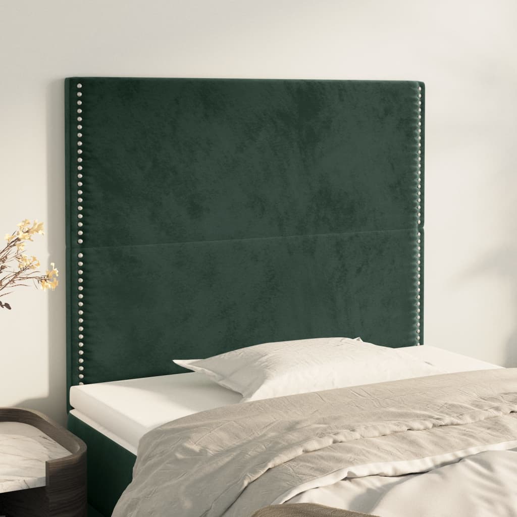 vidaXL Cabeceros 2 unidades de terciopelo verde oscuro 90x5x78/88 cm