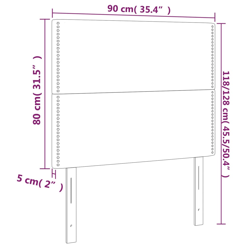 vidaXL Cabeceros 2 unidades de terciopelo rosa 90x5x78/88 cm