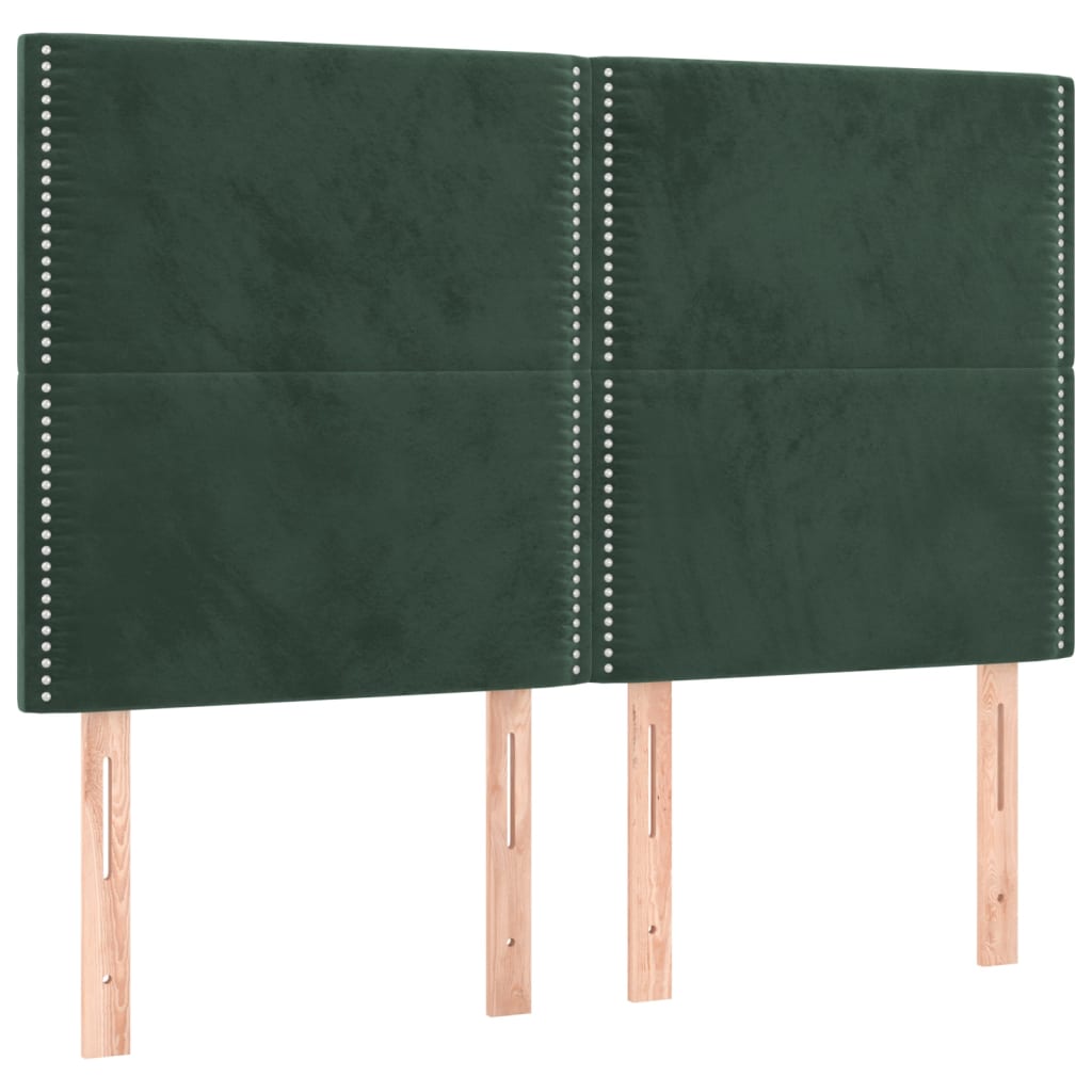 vidaXL Cabeceros 4 unidades terciopelo verde oscuro 72x5x78/88 cm