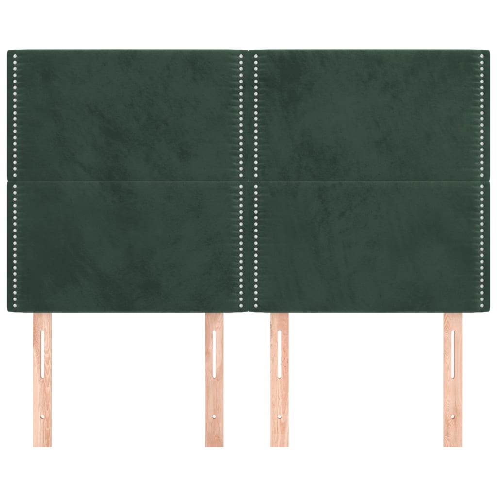 vidaXL Cabeceros 4 unidades terciopelo verde oscuro 72x5x78/88 cm