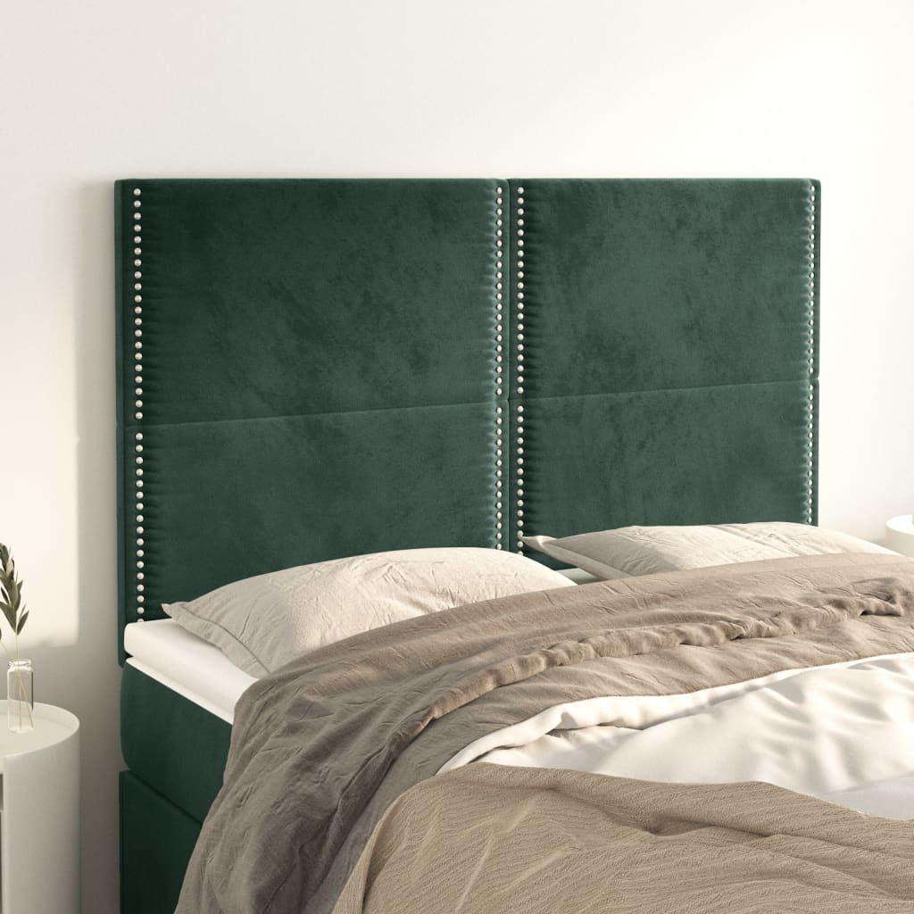 vidaXL Cabeceros 4 unidades terciopelo verde oscuro 72x5x78/88 cm