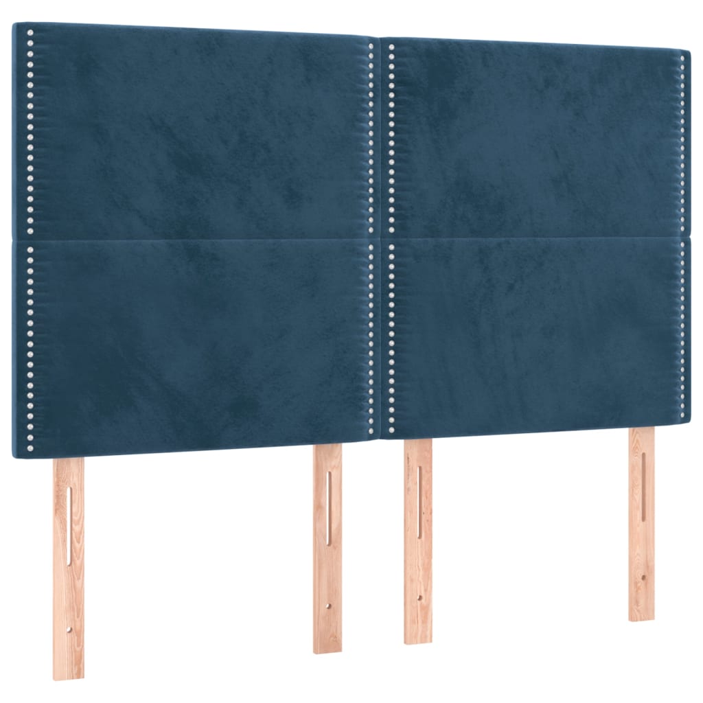 vidaXL Cabeceros 4 unidades terciopelo azul oscuro 72x5x78/88 cm