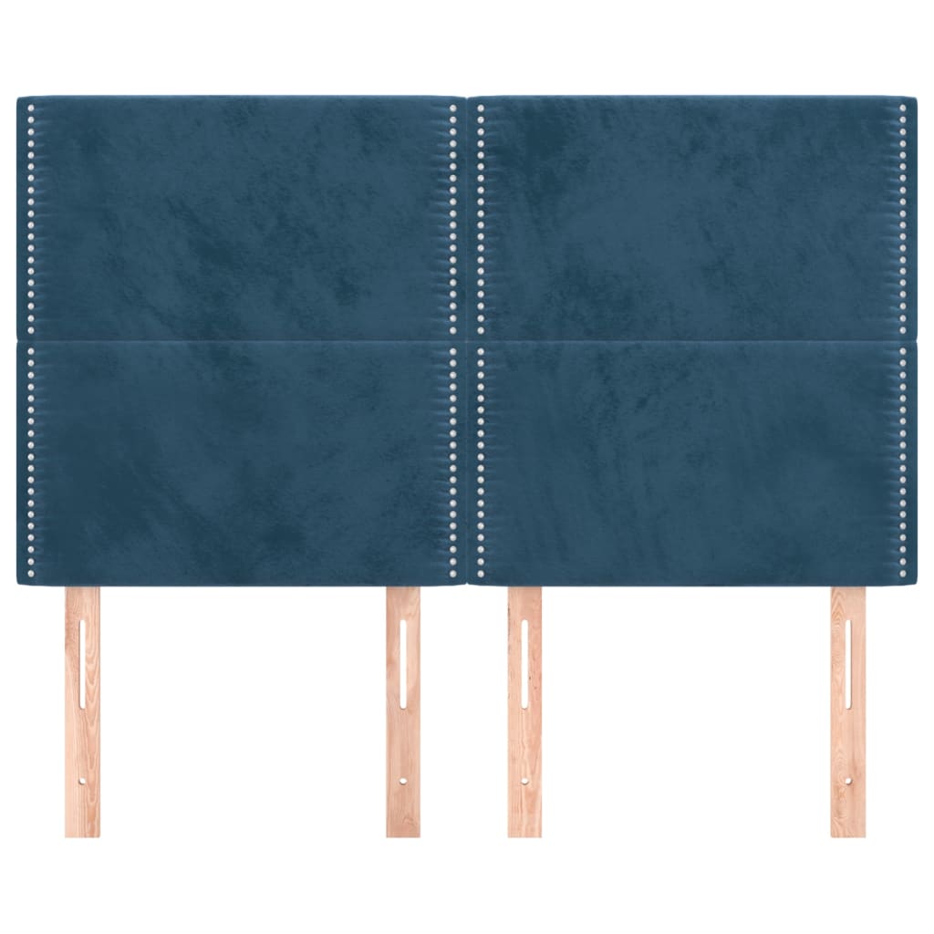 vidaXL Cabeceros 4 unidades terciopelo azul oscuro 72x5x78/88 cm