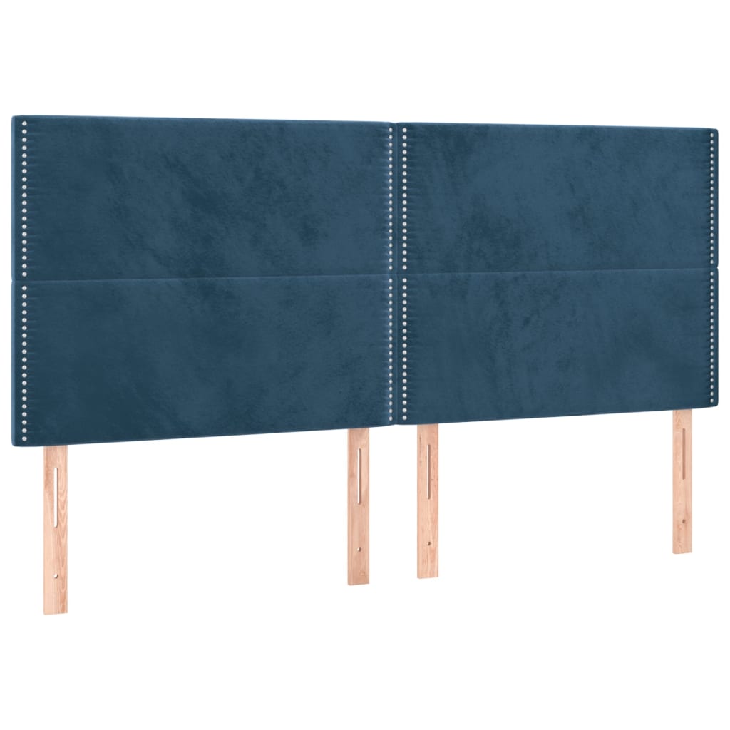 vidaXL Cabeceros 4 unidades de terciopelo azul oscuro 80x5x78/88 cm