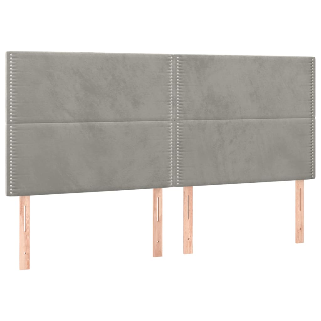 vidaXL Cabeceros 4 unidades de terciopelo gris claro 90x5x78/88 cm