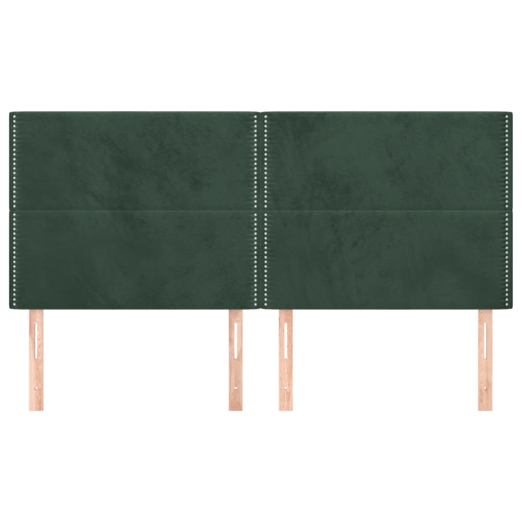 vidaXL Cabeceros 4 unidades de terciopelo verde oscuro 90x5x78/88 cm