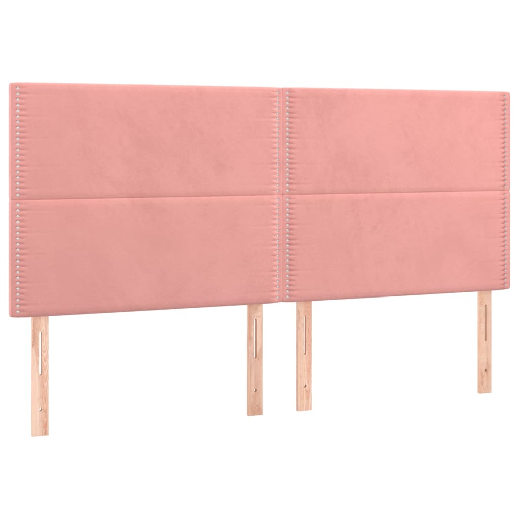 vidaXL Cabeceros 4 unidades de terciopelo rosa 90x5x78/88 cm