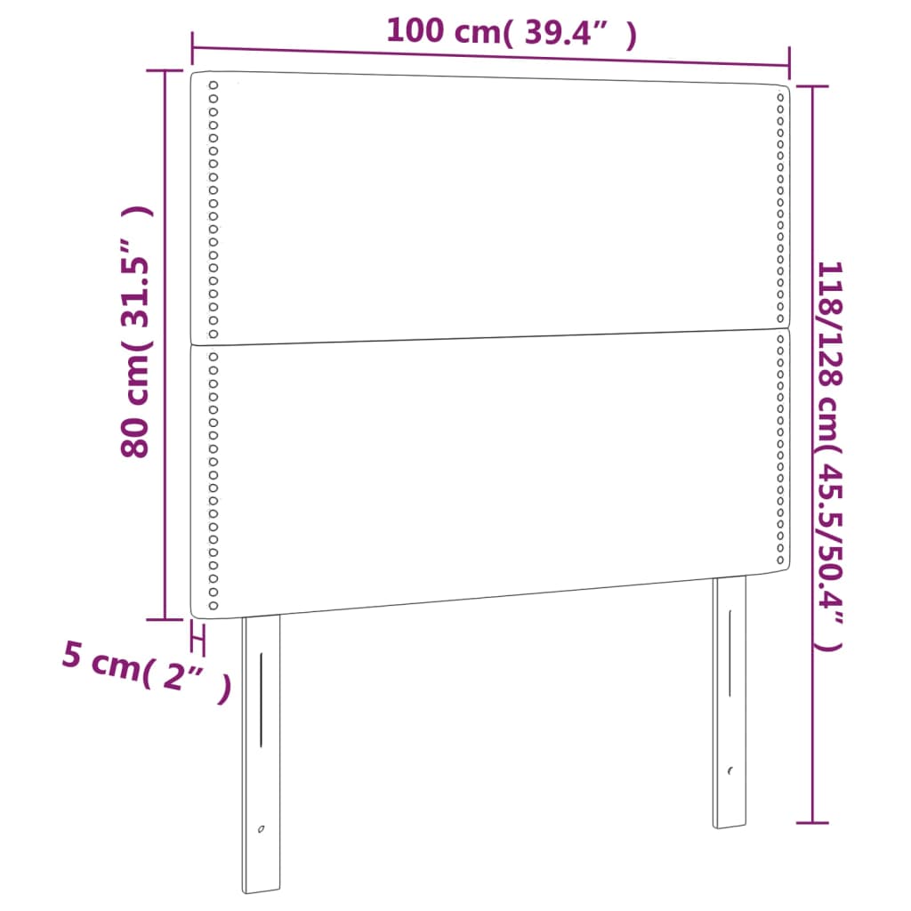 vidaXL Cabeceros 2 unidades de cuero sintético negro 100x5x78/88 cm