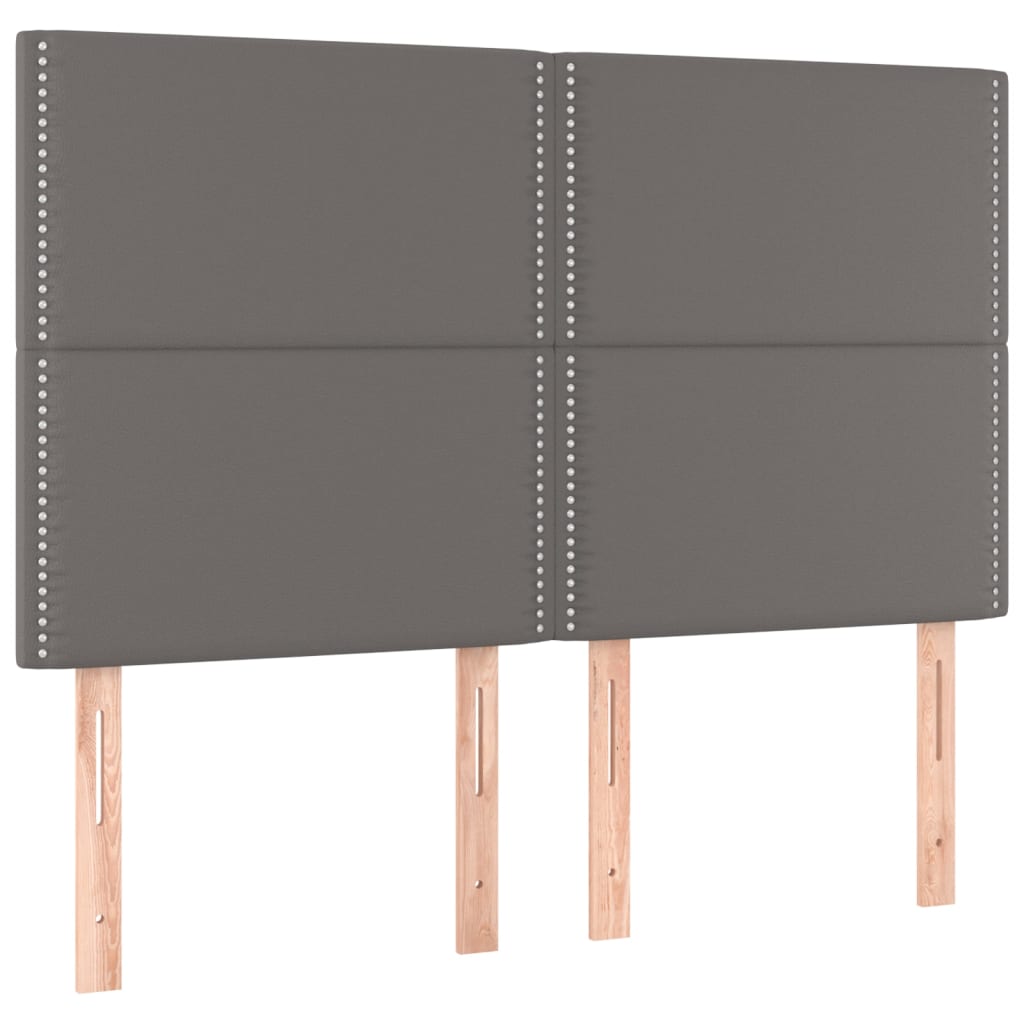 vidaXL Cabeceros 4 unidades cuero sintético gris 72x5x78/88 cm