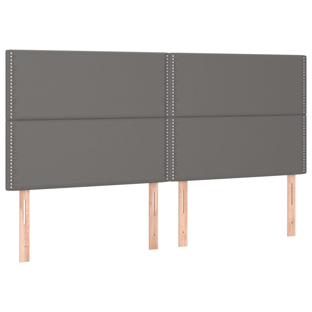 vidaXL Cabeceros 4 unidades de cuero sintético gris 80x5x78/88 cm