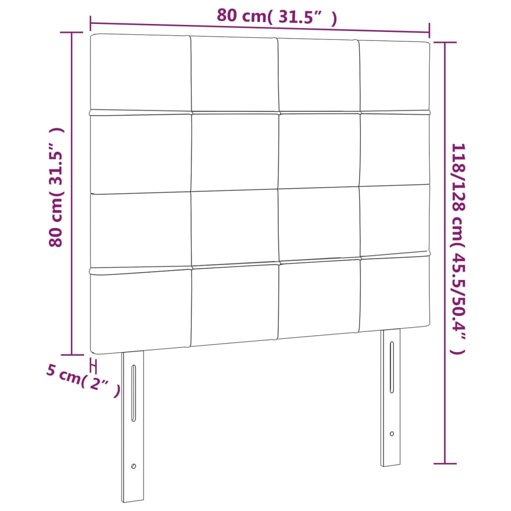 vidaXL Cabeceros 2 unidades de tela negro 80x5x78/88 cm