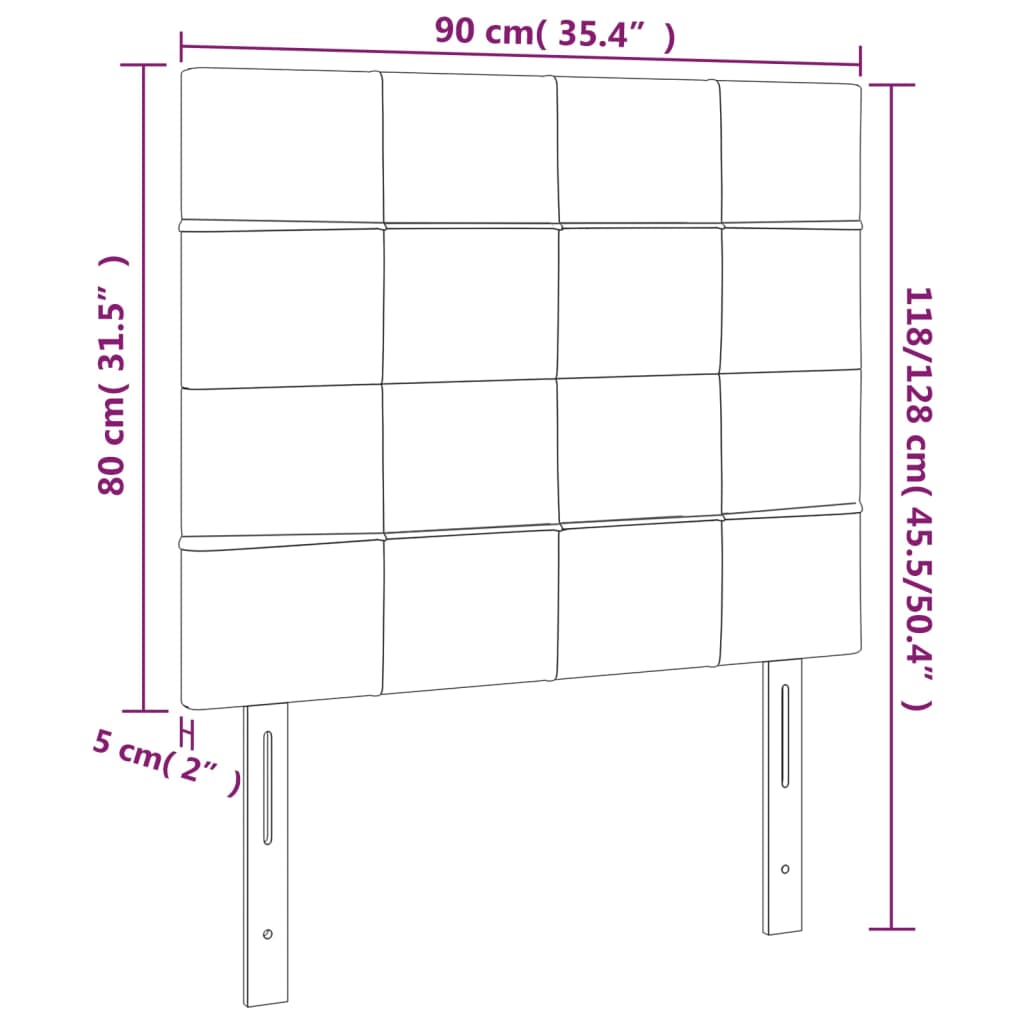 vidaXL Cabeceros 2 unidades de tela gris oscuro 90x5x78/88 cm