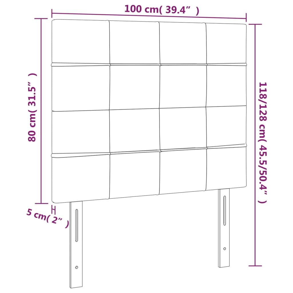 vidaXL Cabeceros 2 unidades de tela gris claro 100x5x78/88 cm