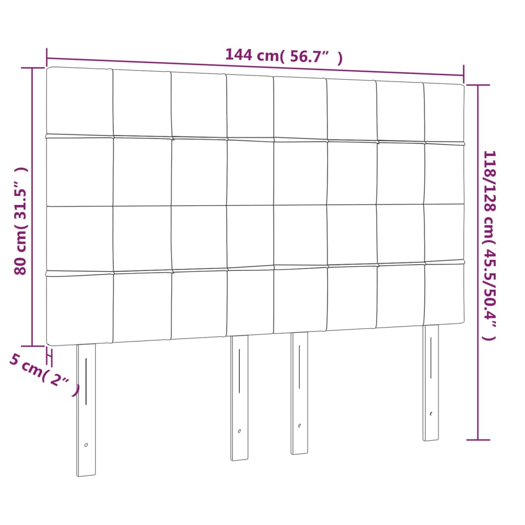 vidaXL Cabeceros 4 unidades tela gris oscuro 72x5x78/88 cm