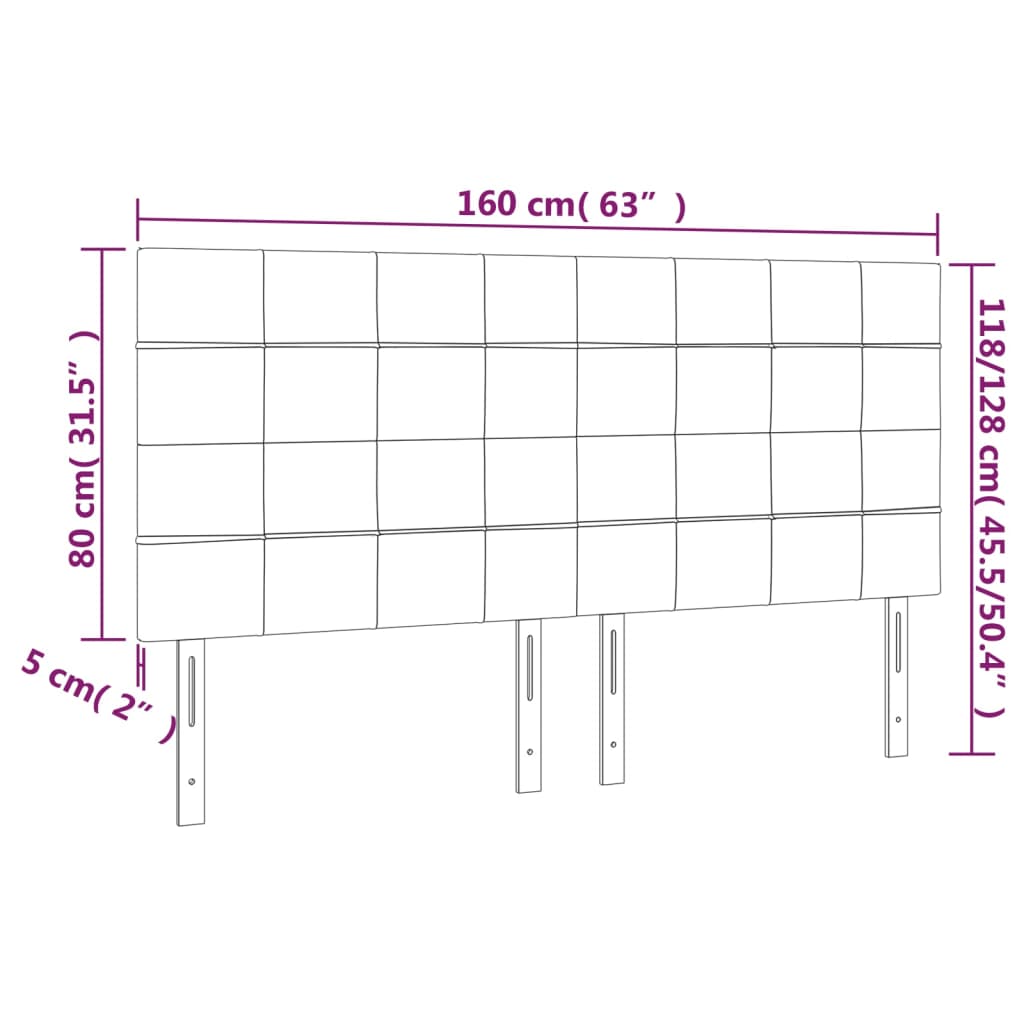 vidaXL Cabeceros 4 unidades de tela gris claro 80x5x78/88 cm