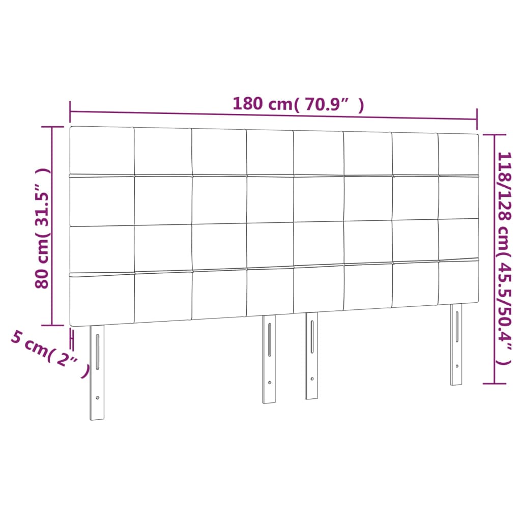 vidaXL Cabeceros 4 unidades de tela gris claro 90x5x78/88 cm