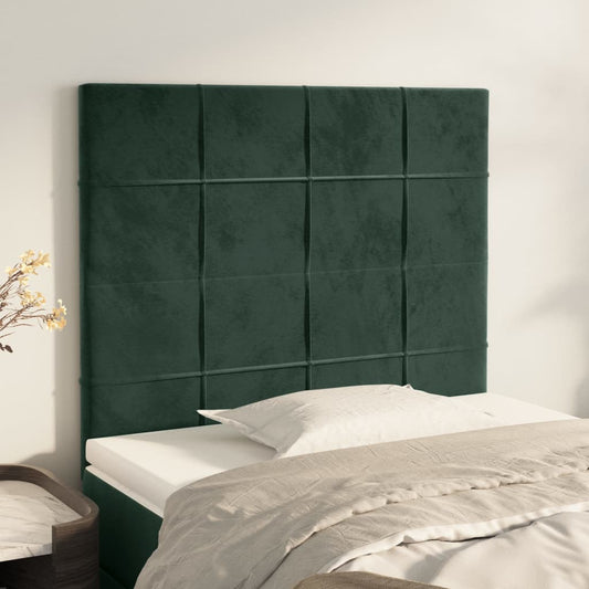 vidaXL Cabeceros 2 unidades de terciopelo verde oscuro 90x5x78/88 cm