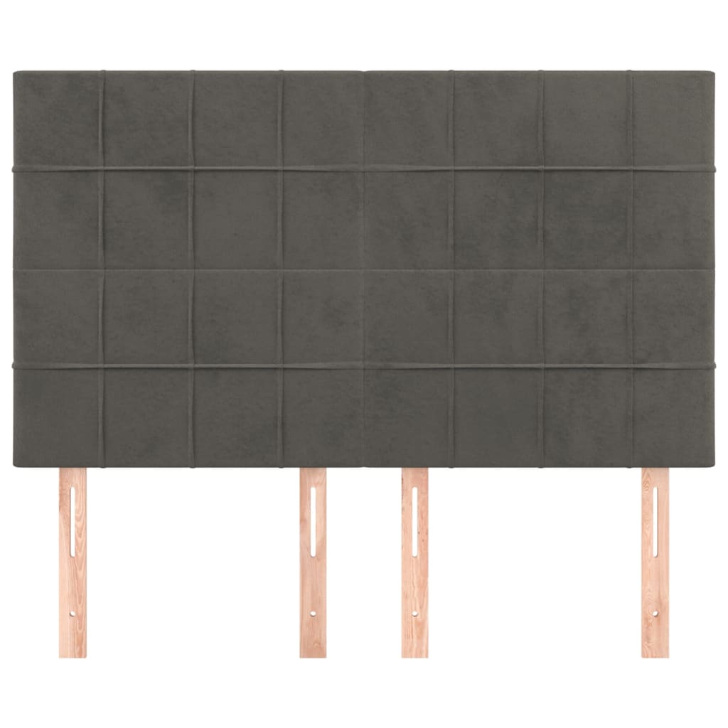 vidaXL Cabeceros 4 unidades terciopelo gris oscuro 72x5x78/88 cm