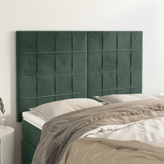 vidaXL Cabeceros 4 unidades terciopelo verde oscuro 72x5x78/88 cm