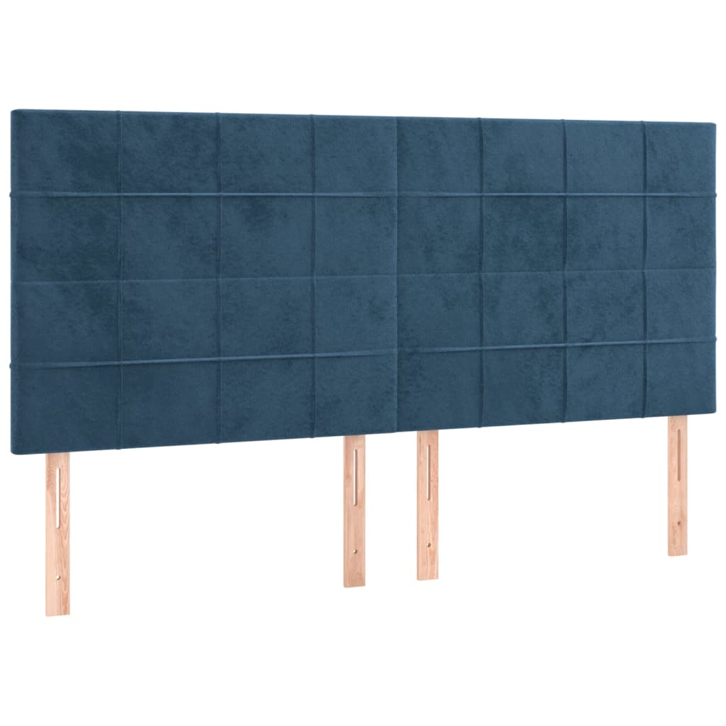 vidaXL Cabeceros 4 unidades de terciopelo azul oscuro 80x5x78/88 cm