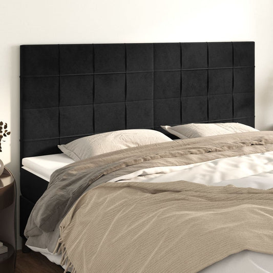 vidaXL Cabeceros 4 unidades de terciopelo negro 100x5x78/88 cm