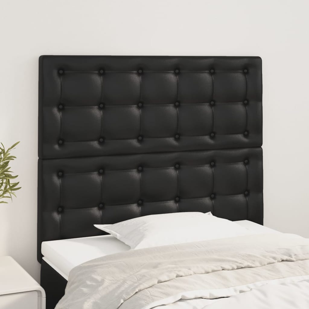 vidaXL Cabeceros 2 unidades de cuero sintético negro 100x5x78/88 cm