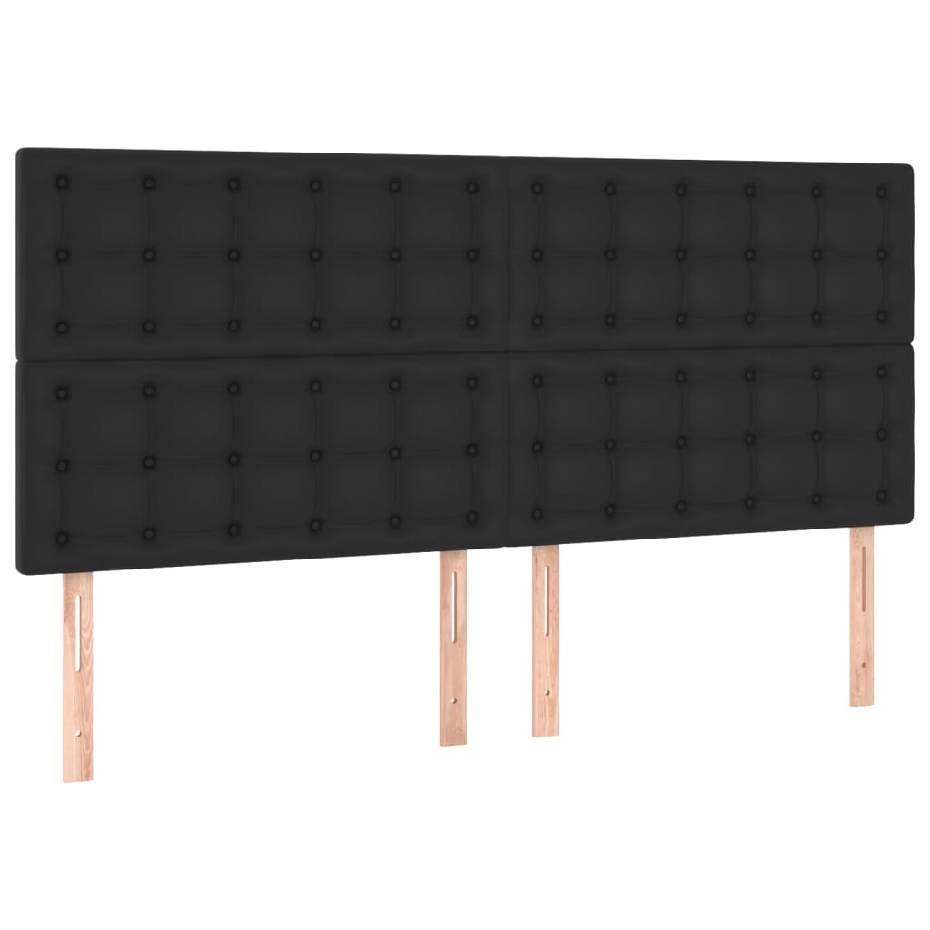 vidaXL Cabeceros 4 unidades de cuero sintético negro 80x5x78/88 cm