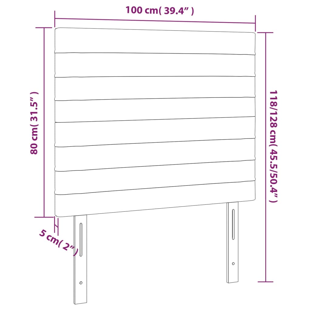 vidaXL Cabeceros 2 unidades de tela negro 100x5x78/88 cm