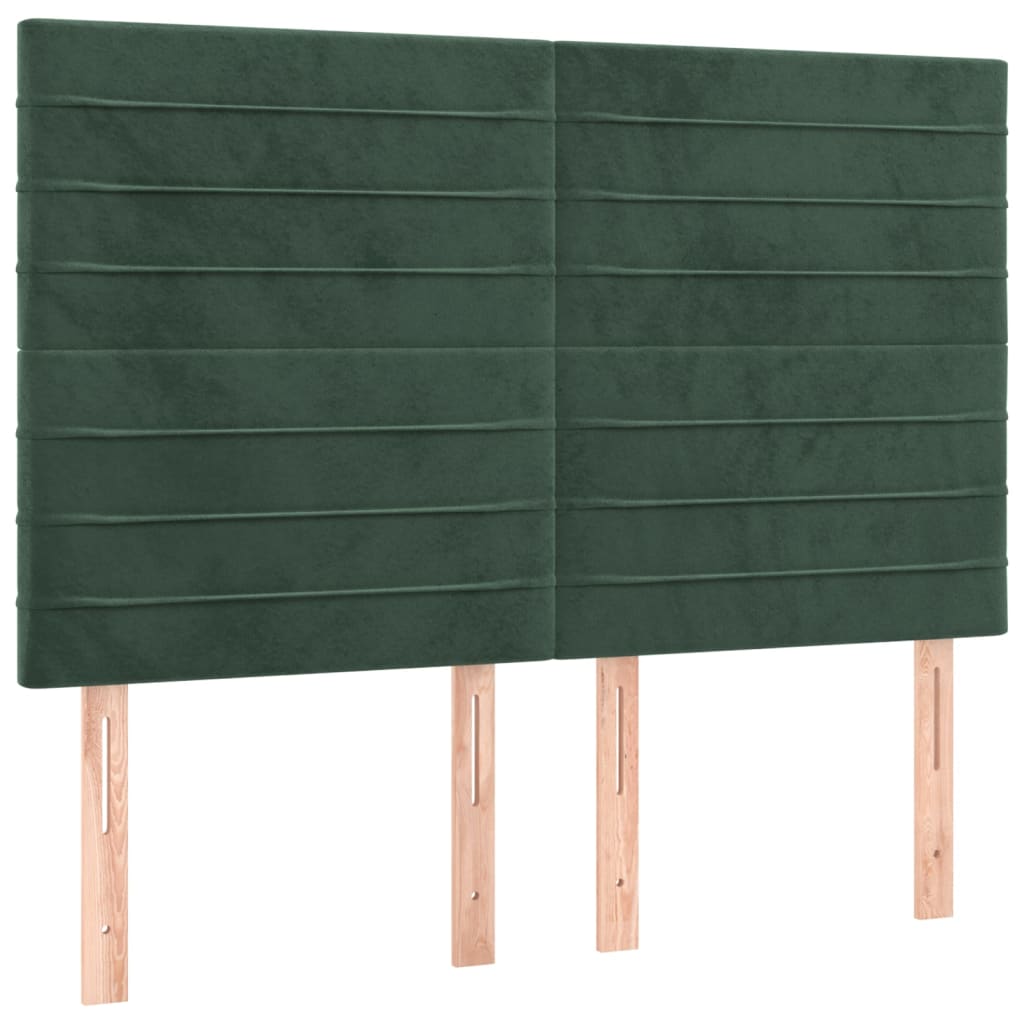 vidaXL Cabeceros 4 unidades terciopelo verde oscuro 72x5x78/88 cm