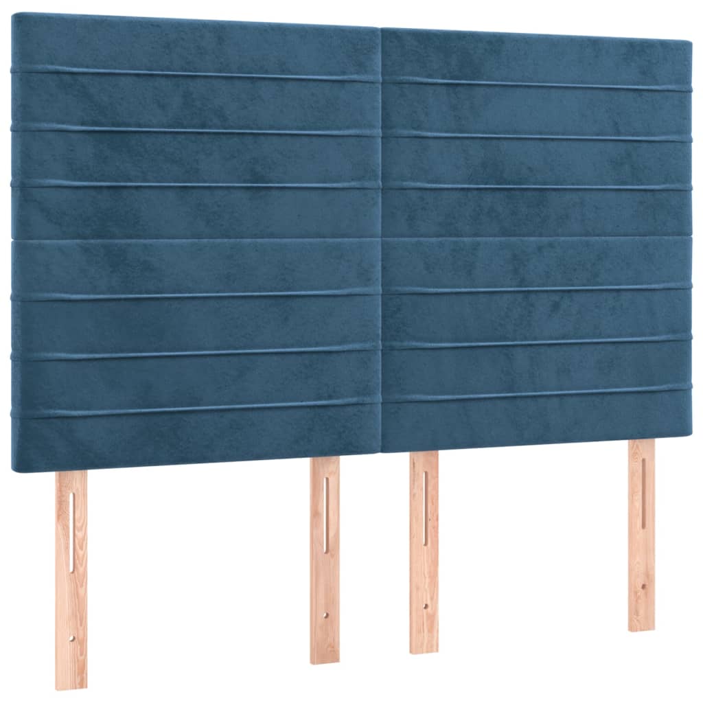 vidaXL Cabeceros 4 unidades terciopelo azul oscuro 72x5x78/88 cm