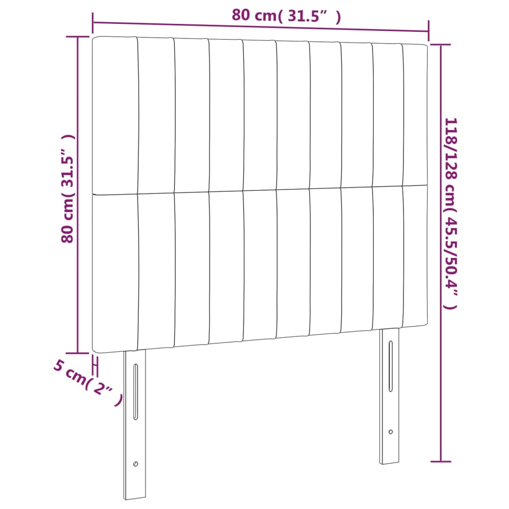 vidaXL Cabeceros 2 unidades de tela color crema 80x5x78/88 cm