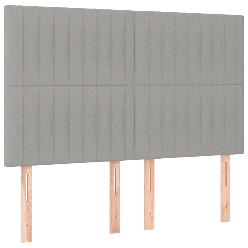 vidaXL Cabeceros 4 unidades tela gris claro 72x5x78/88 cm