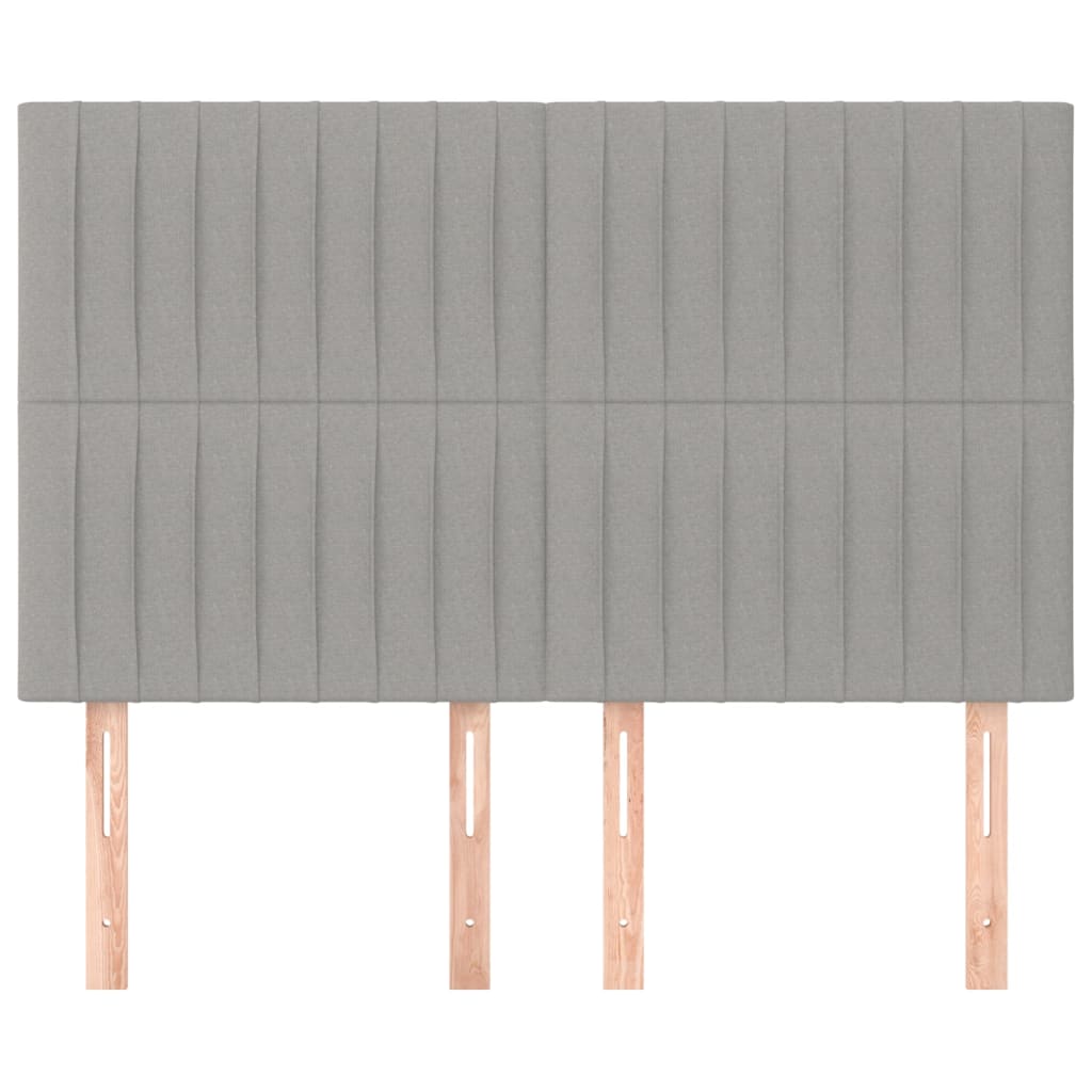 vidaXL Cabeceros 4 unidades tela gris claro 72x5x78/88 cm