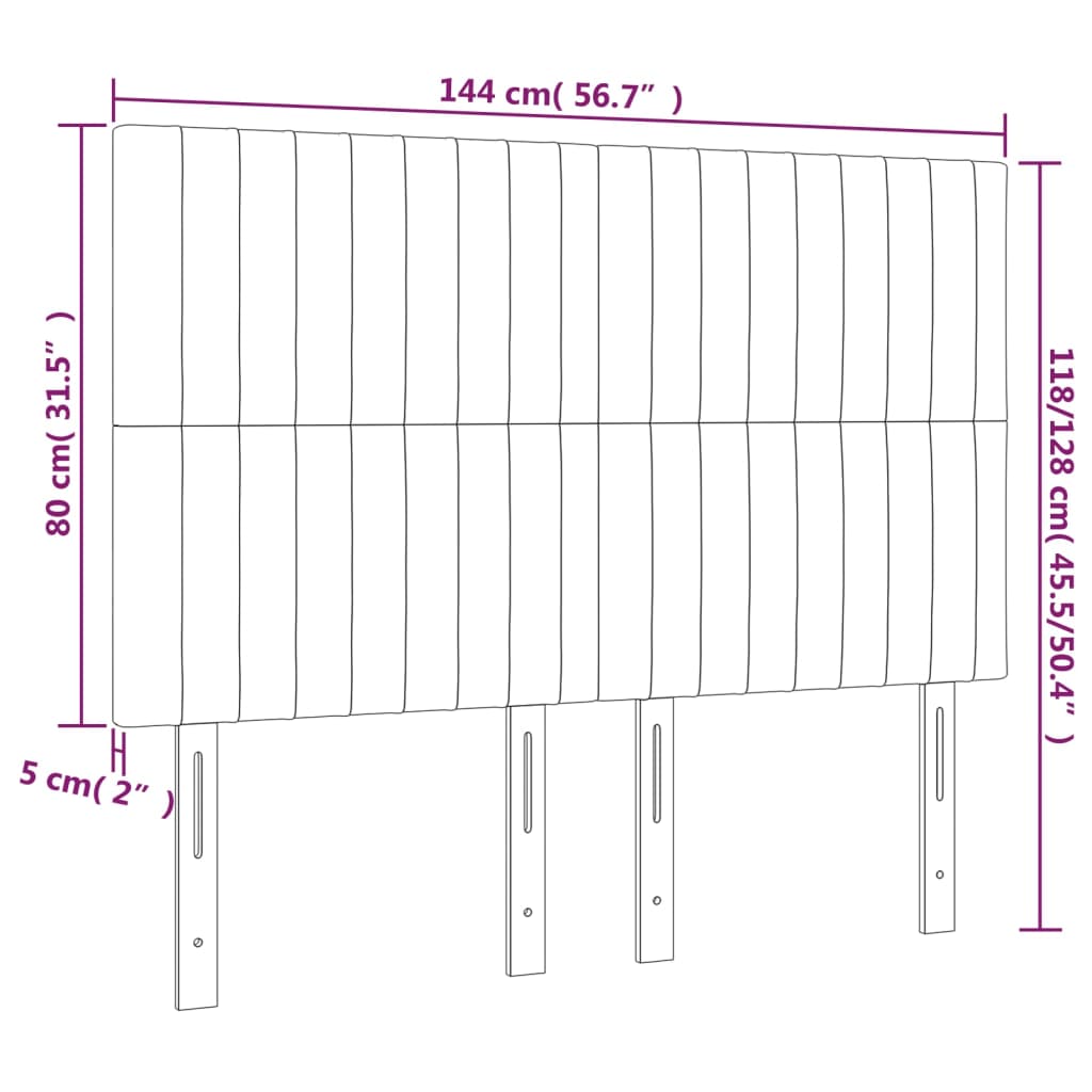 vidaXL Cabeceros 4 unidades tela gris claro 72x5x78/88 cm