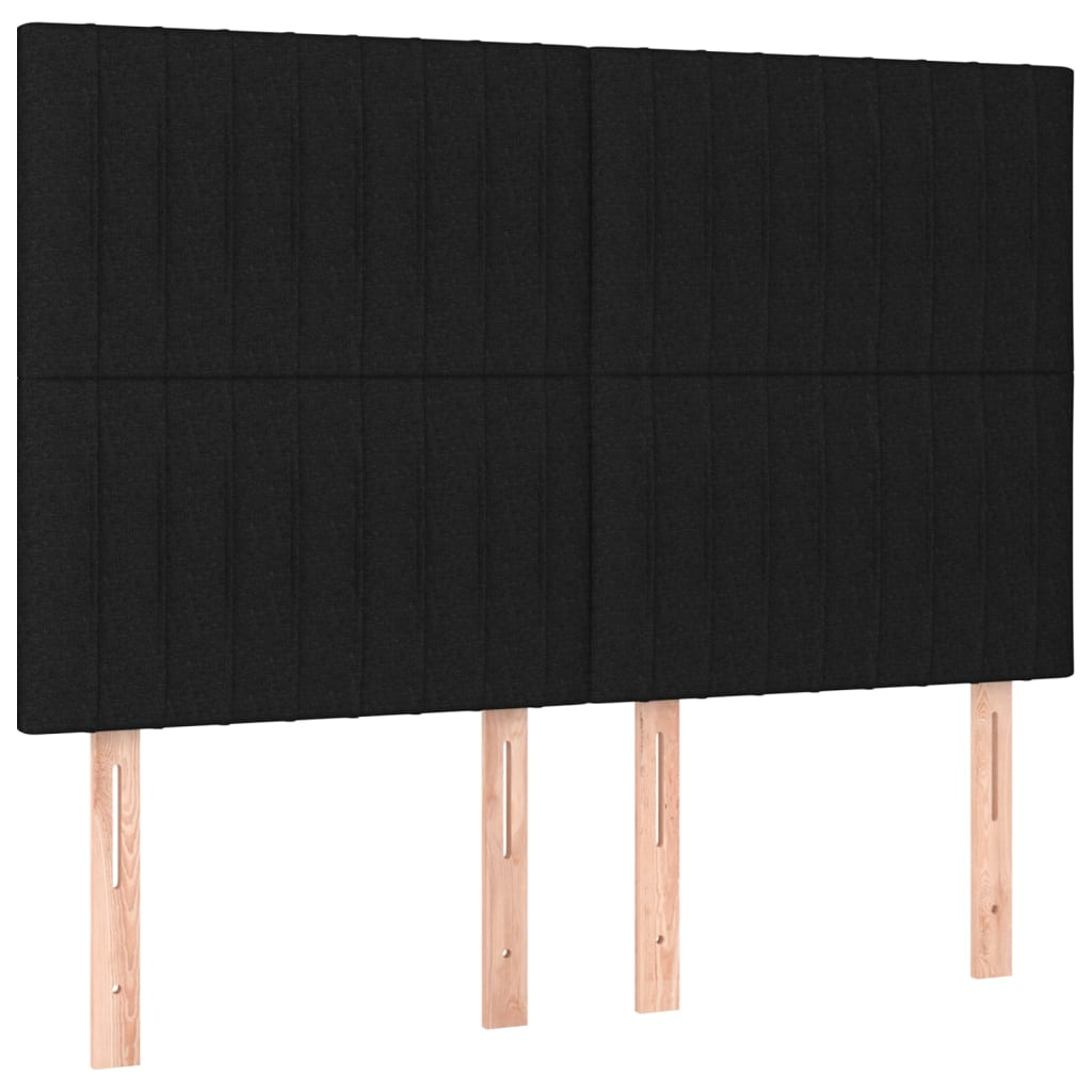 vidaXL Cabeceros 4 unidades tela negro 72x5x78/88 cm