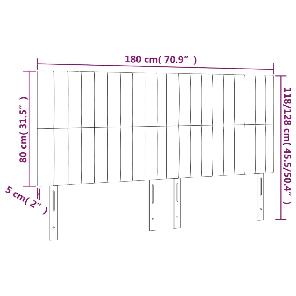 vidaXL Cabeceros 4 unidades de tela marrón oscuro 90x5x78/88 cm