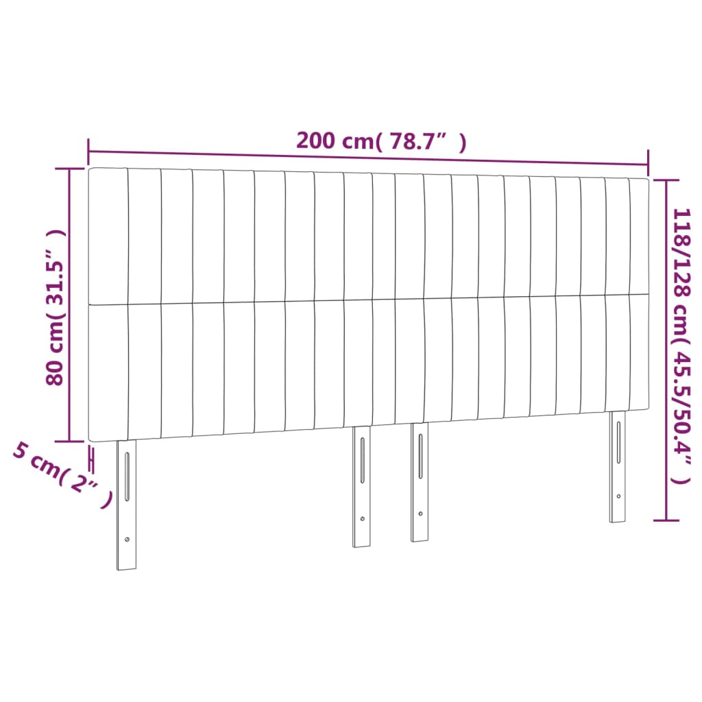 vidaXL Cabeceros 4 unidades de tela negro 100x5x78/88 cm